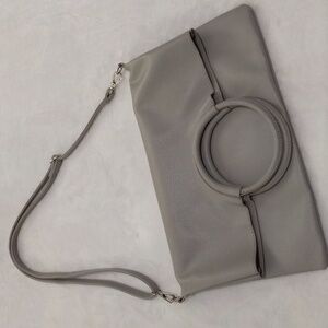 Boutique Gray Faux Leather Foldover Retro Shoulder Bag